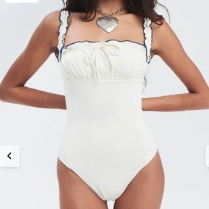 Frankies Bikinis Fawn Ruffle One Piece Swimsuit